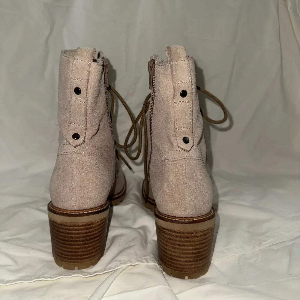 Taupe Lace-Up Combat Boots- Seychellas | Chunky Sole | Fall/Winter Essential - Picture 3 of 7